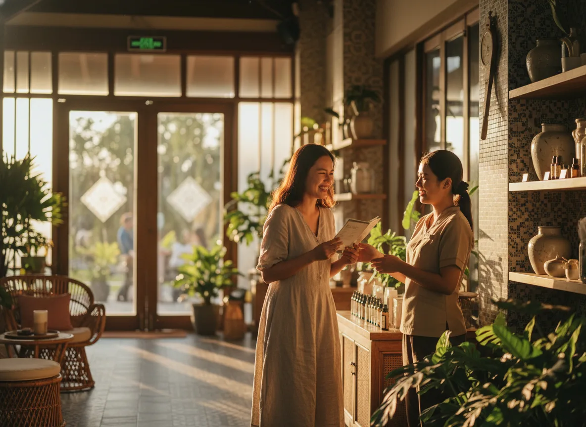 Hai người phụ nữ đang thảo luận sâu về dịch vụ, minh họa quá trình phân loại câu hỏi chốt sale và lưỡng lự.