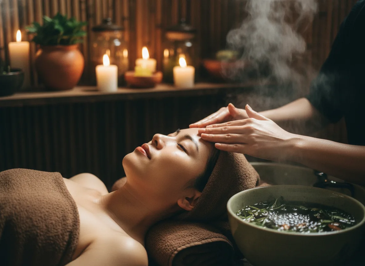 Hình ảnh thực tế dịch vụ gội đầu dưỡng sinh thư giãn minh họa cho mẫu bài viết tư vấn spa