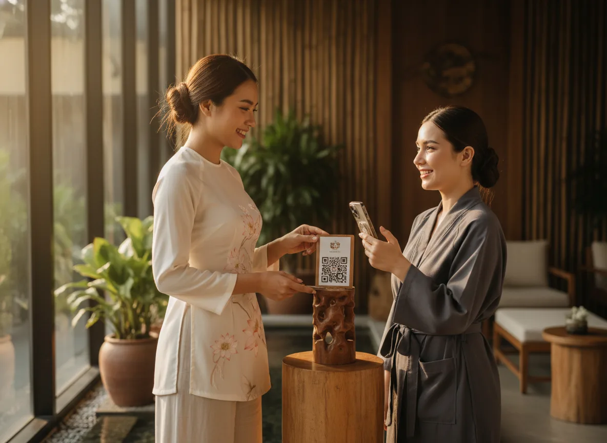 Khách hàng soi gương thấy da đẹp là thời điểm vàng để áp dụng cách xin review 5 sao cho spa.