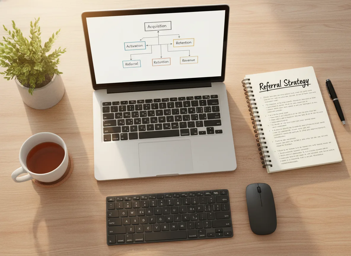 Màn hình laptop hiển thị quy trình marketing chuyên nghiệp giúp bạn hiểu rõ referral spa là gì và cách vận hành quy trình giới thiệu khách hàng.