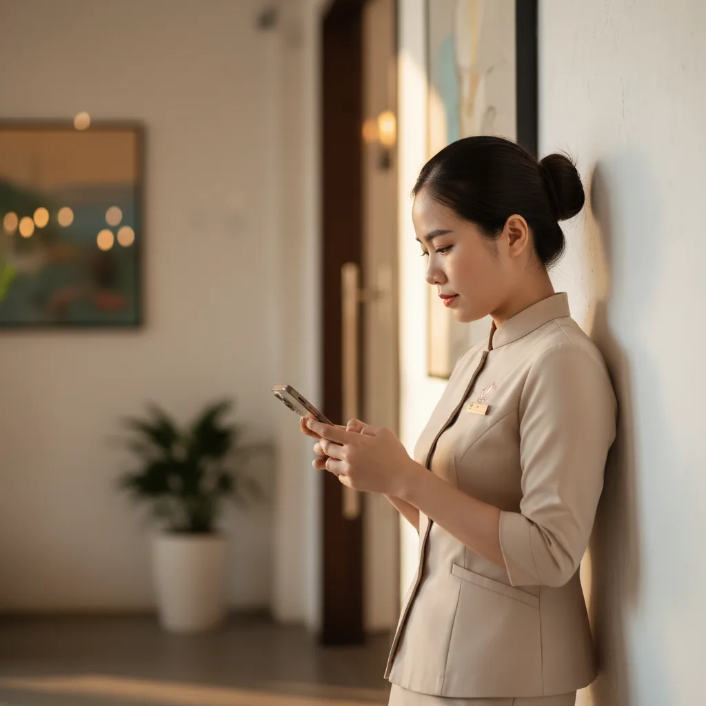 Chủ spa thực hiện bảng kiểm tra đánh giá hiệu quả quy trình chăm sóc khách hàng và nhắc lịch hẹn.