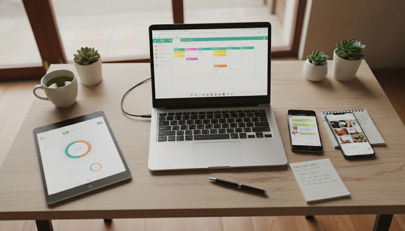 Chủ spa làm marketing mệt mỏi làm việc khuya bên laptop vì gánh nặng vận hành quá tải.