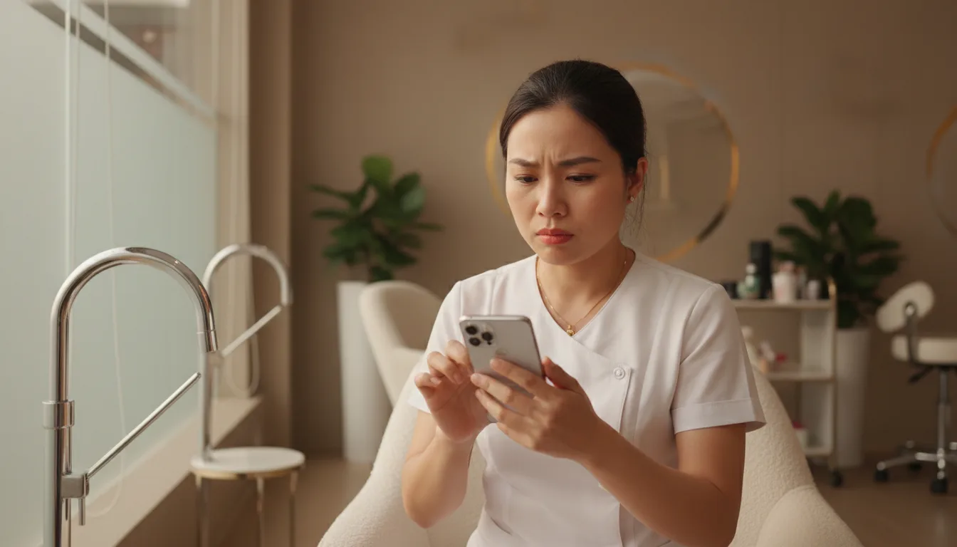 Chủ thẩm mỹ viện đang lo lắng kiểm tra lại nội dung bài đăng chứa từ khóa bị bóp tương tác facebook khiến tiếp cận thấp.