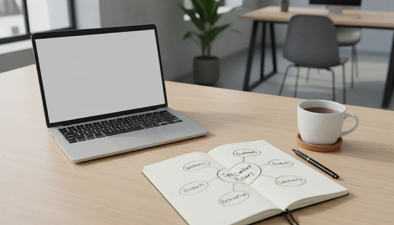 Sổ tay ghi chép lộ trình triển khai content marketing cho spa chuyên nghiệp.