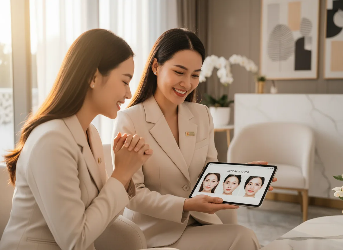 Tư vấn tận tâm dựa trên bí quyết pha màu mực phun xăm giúp khách hàng lựa chọn được tông màu tự nhiên nhất cho khuôn mặt của mình.