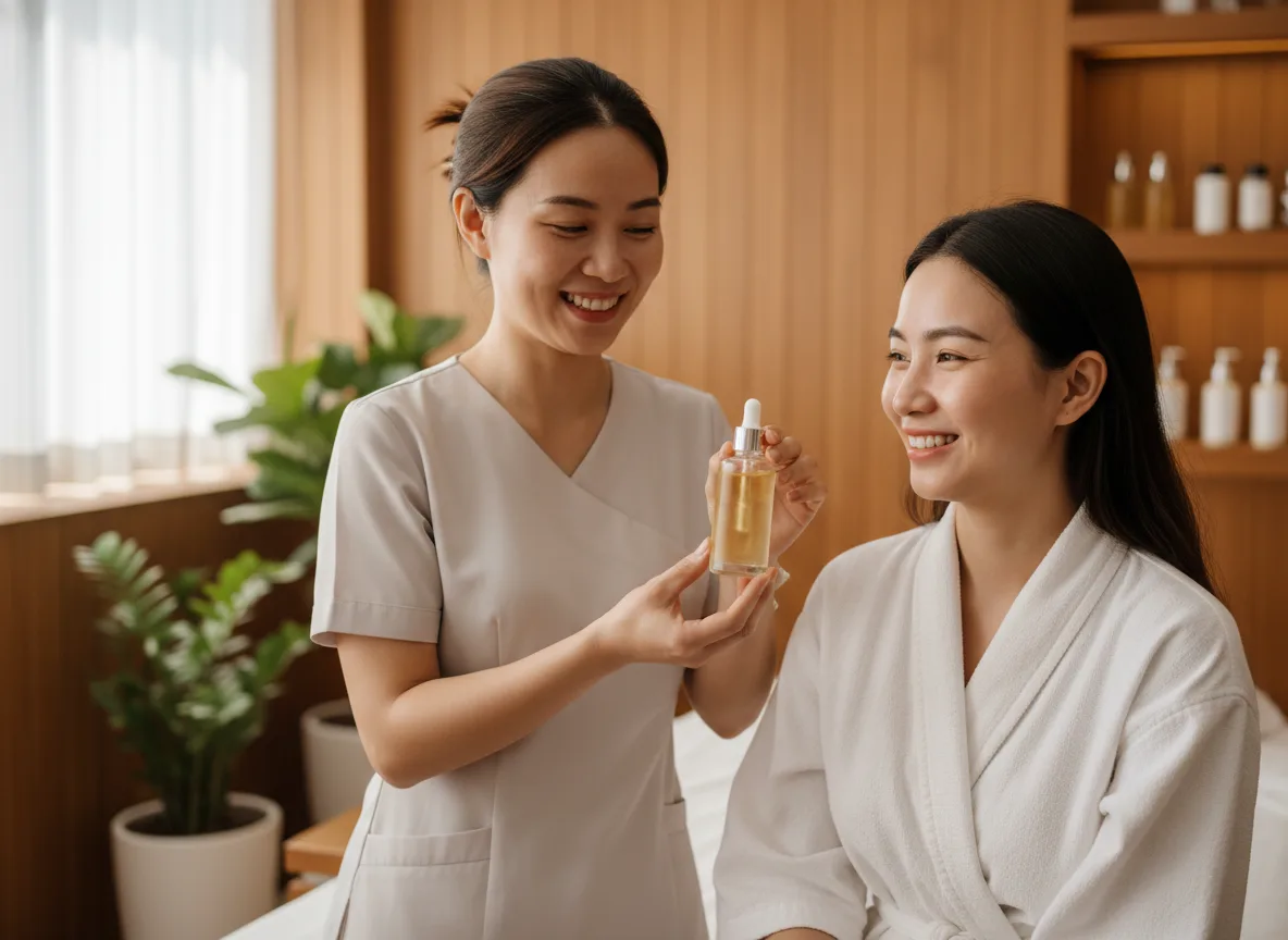 Khách hàng hài lòng trải nghiệm dịch vụ làm đẹp tại Việt Nam, minh chứng cho kết quả từ chiến dịch AI Video Marketing cho Spa thành công.