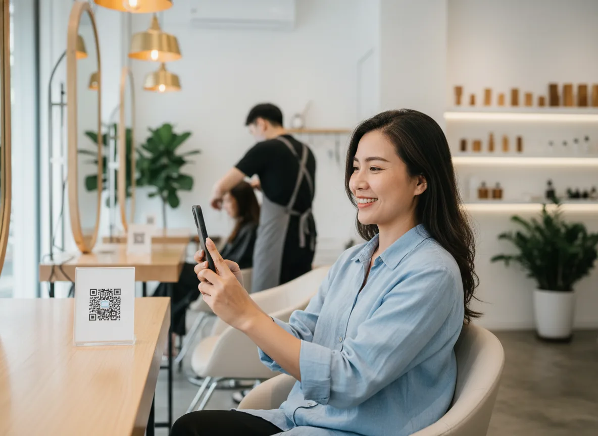 Khách hàng quét mã QR tại cửa hàng để thực hiện chuyển đổi khách maps về zalo một cách tự nhiên và nhanh chóng.