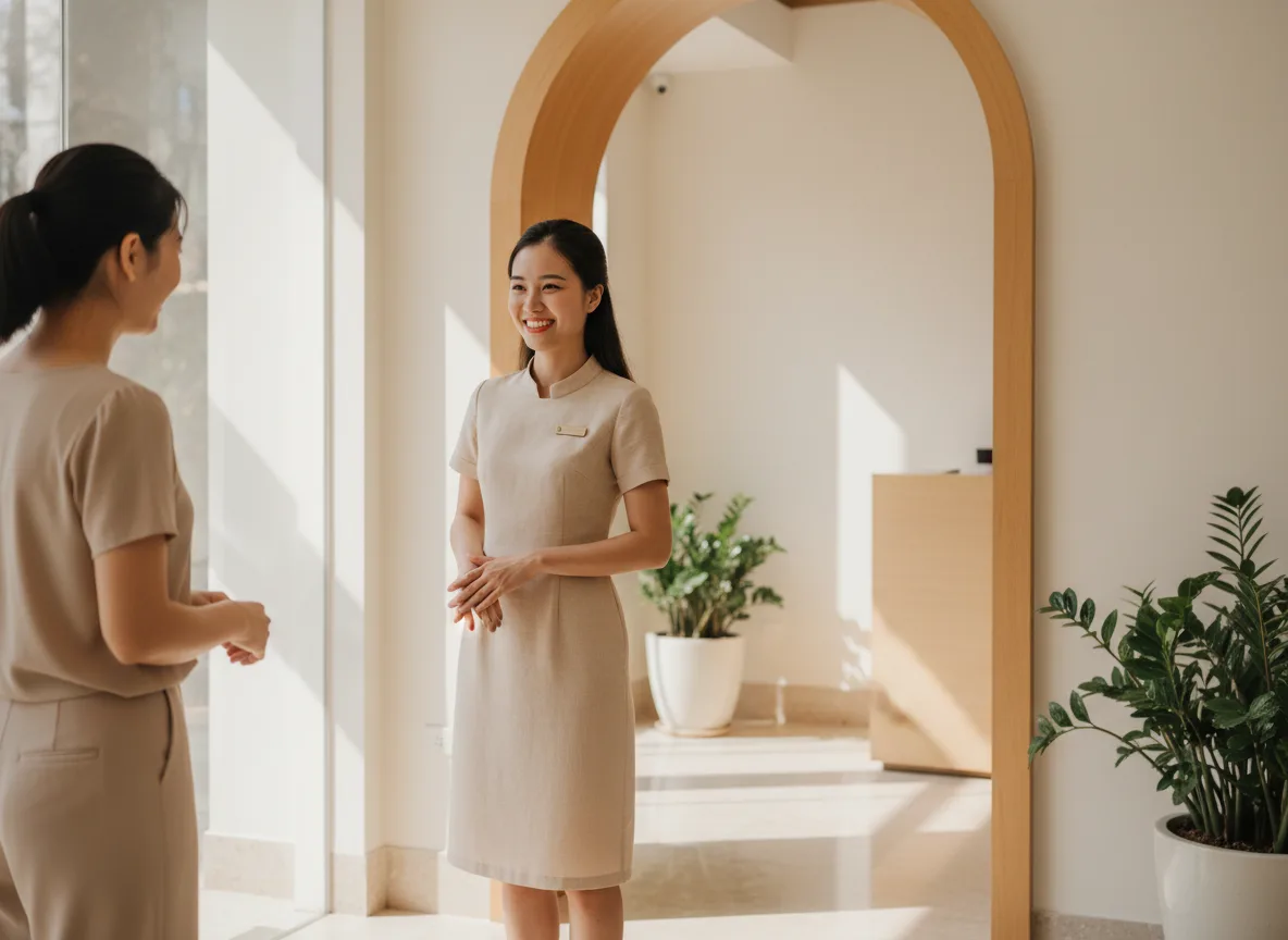 Khách hàng Việt Nam ghé thăm spa ấm cúng có thiết kế sang trọng sạch sẽ nhờ kết quả từ chiến dịch AI viết bài Maps.