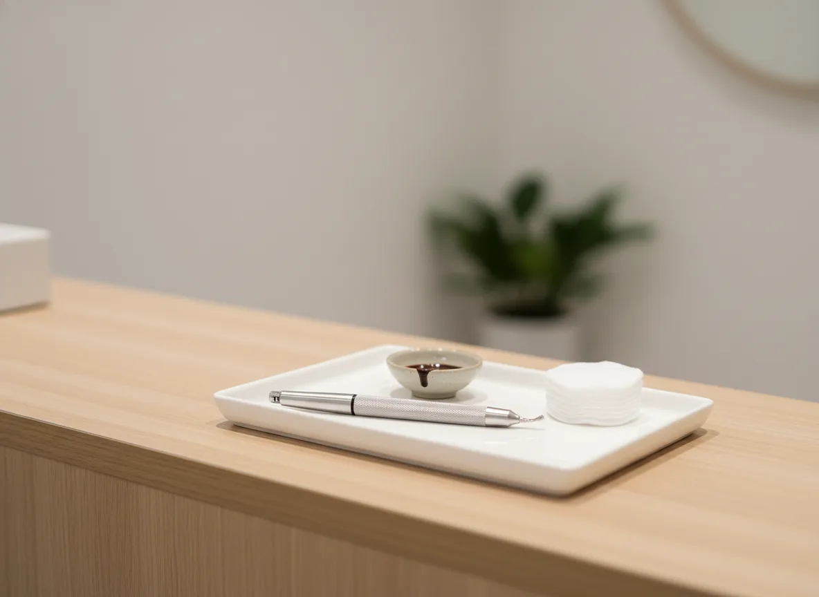 Bộ dụng cụ vệ sinh chuyên dụng chuẩn y khoa dùng trong quy trình điêu khắc chân mày 9d