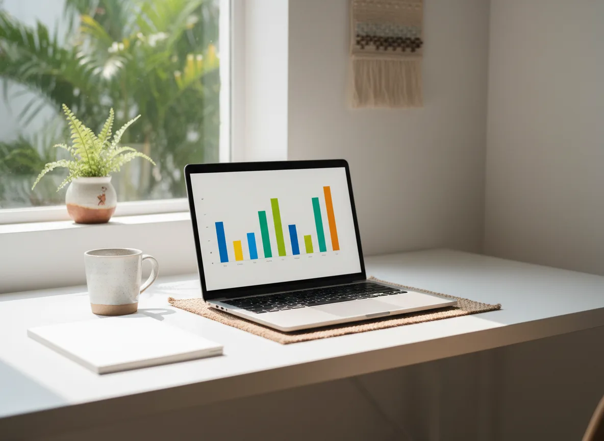 Màn hình laptop hiển thị biểu đồ phân tích hiệu quả chiến dịch quảng cáo google maps spa một cách trực quan.