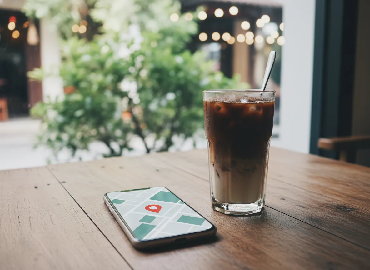 Điện thoại hiển thị bản đồ định vị không chữ giúp tối ưu chiến dịch quảng cáo google maps spa cho khách vãng lai.
