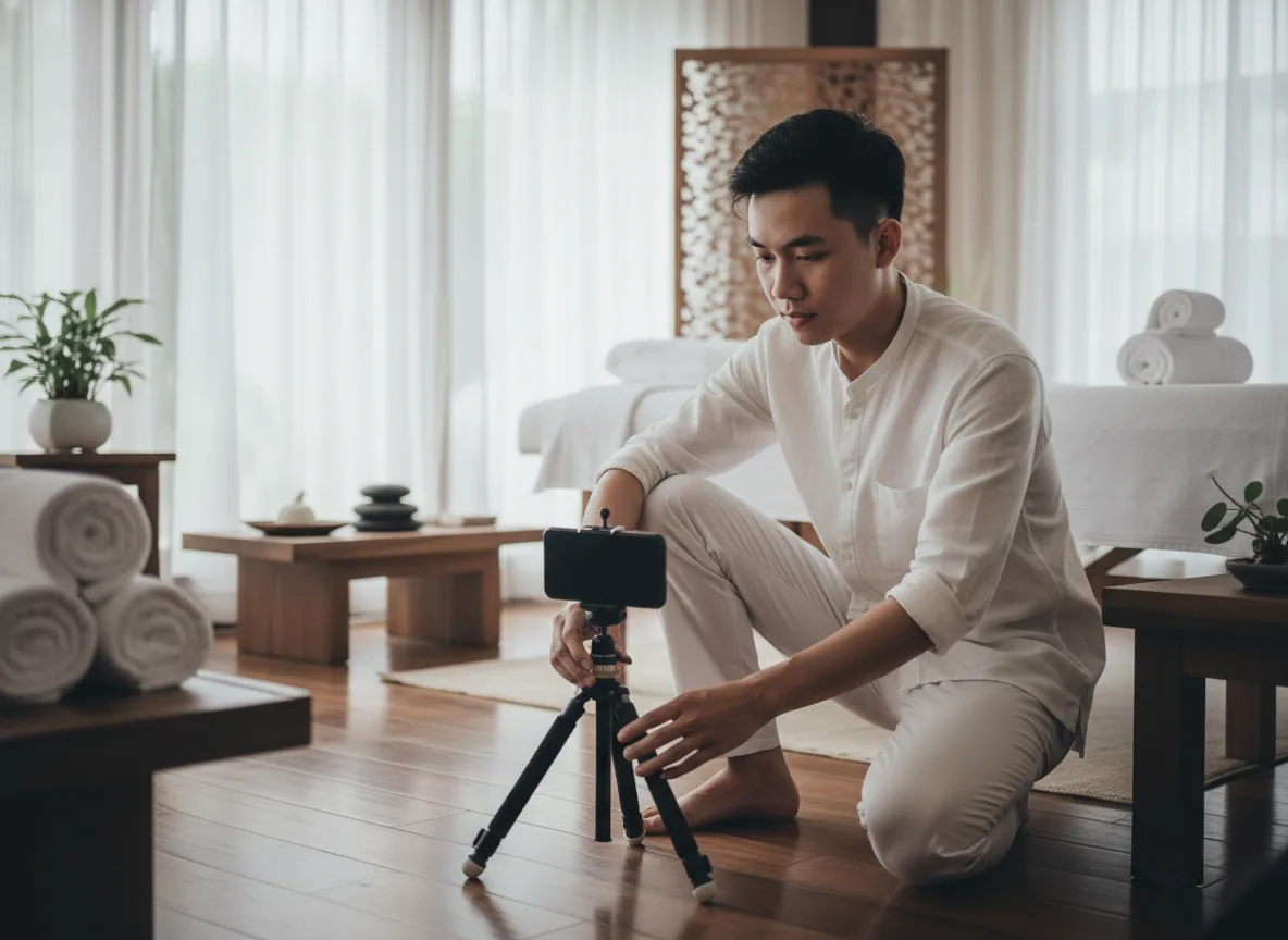 Quy trình chuẩn bị thiết bị để tự thiết kế hình ảnh spa chất lượng cao