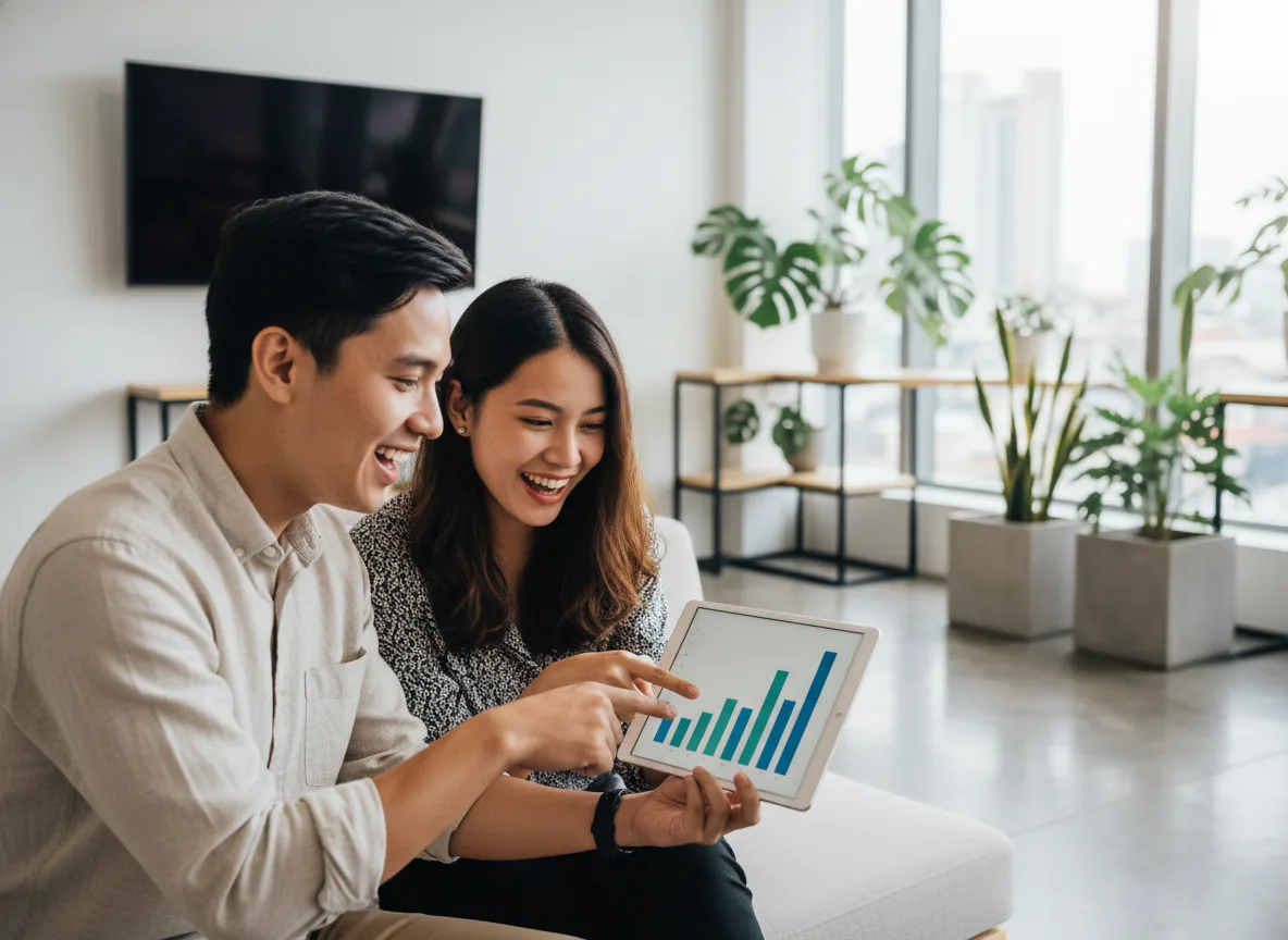 Cặp đối tác Việt Nam vui mừng kiểm tra kết quả sau khi tối ưu hình ảnh SEO Maps.
