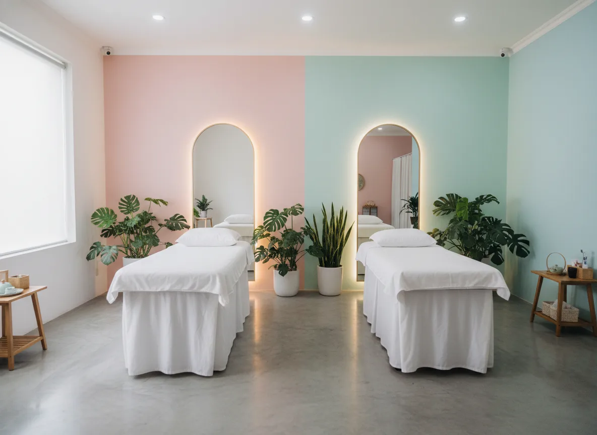 Thiết kế nội thất không gian spa hiện đại khi mở tiệm phun xăm.