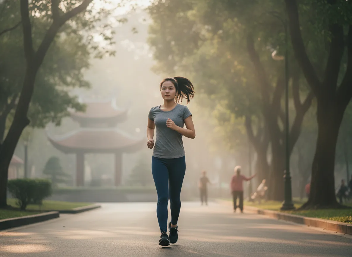 Chủ doanh nghiệp Việt Nam chạy bộ rèn luyện kỷ luật tự thân để đón đầu xu hướng AI ngành spa 2026 hiệu quả.