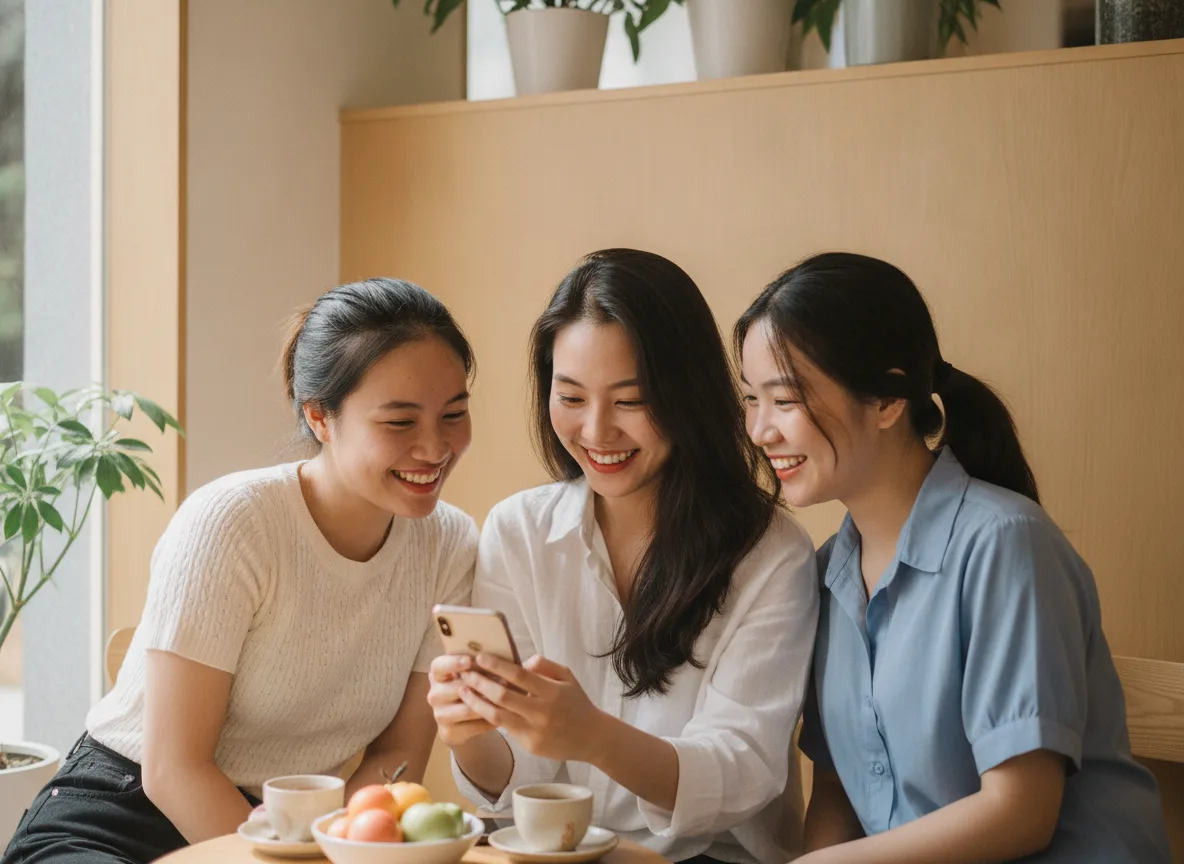 Nhóm khách hàng tương tác vui vẻ tạo lập cộng đồng thông qua giải pháp Community AI cho Spa.