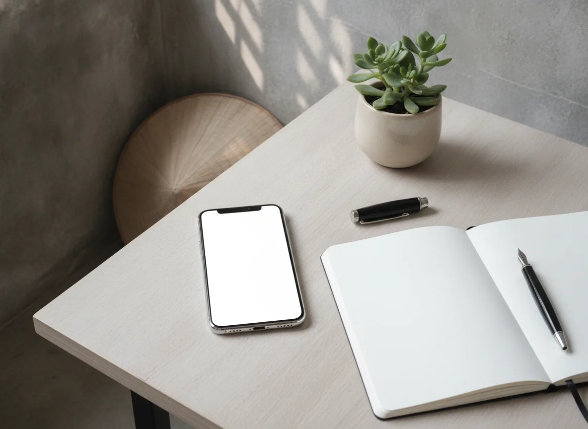 A clean minimalist desk setup in Vietnam highlighting organized structures for a successful Pillar Cluster Spa project.