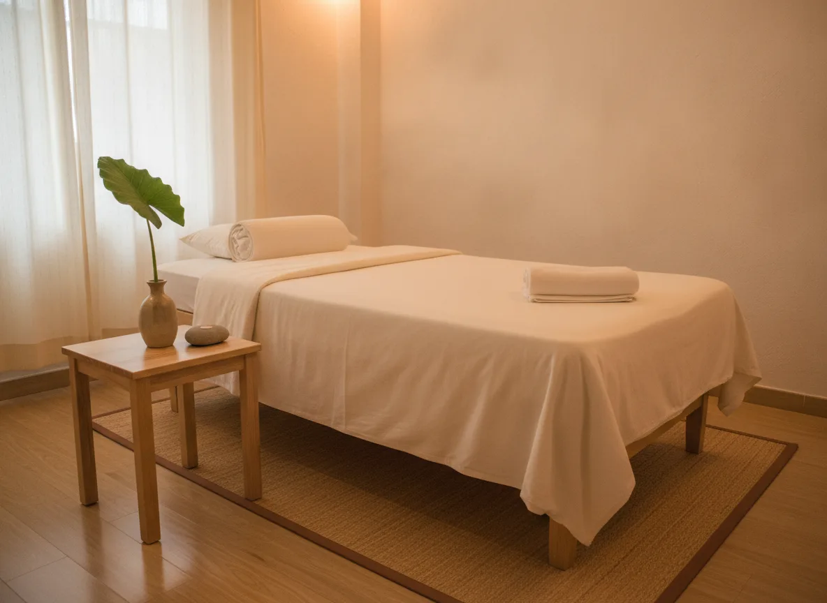 Một phòng spa trị liệu Việt Nam yên bình và sạch sẽ, tượng trưng cho chất lượng dịch vụ cao mà một chủ spa thành KOL khu vực mang lại.