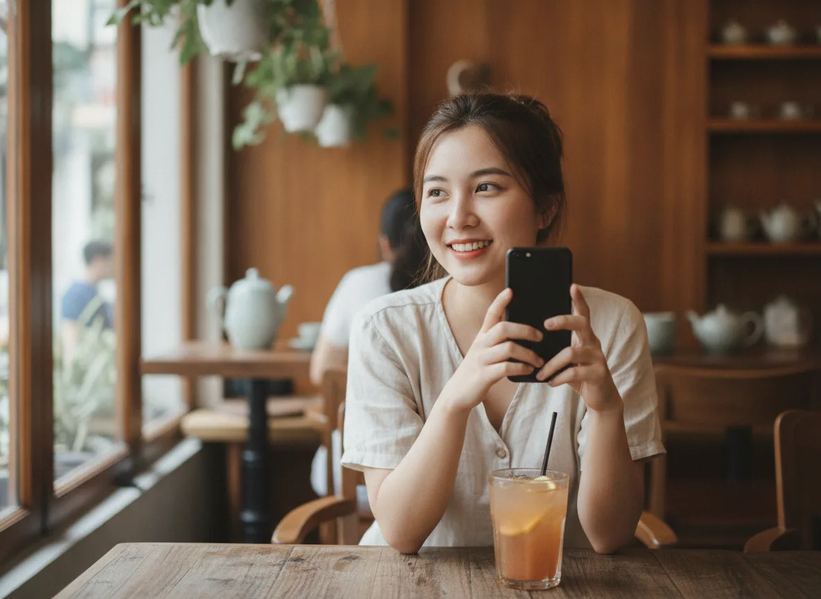 Khách hàng Việt Nam hào hứng đọc thông tin bổ ích từ chiến dịch educational content cho spa trên điện thoại.
