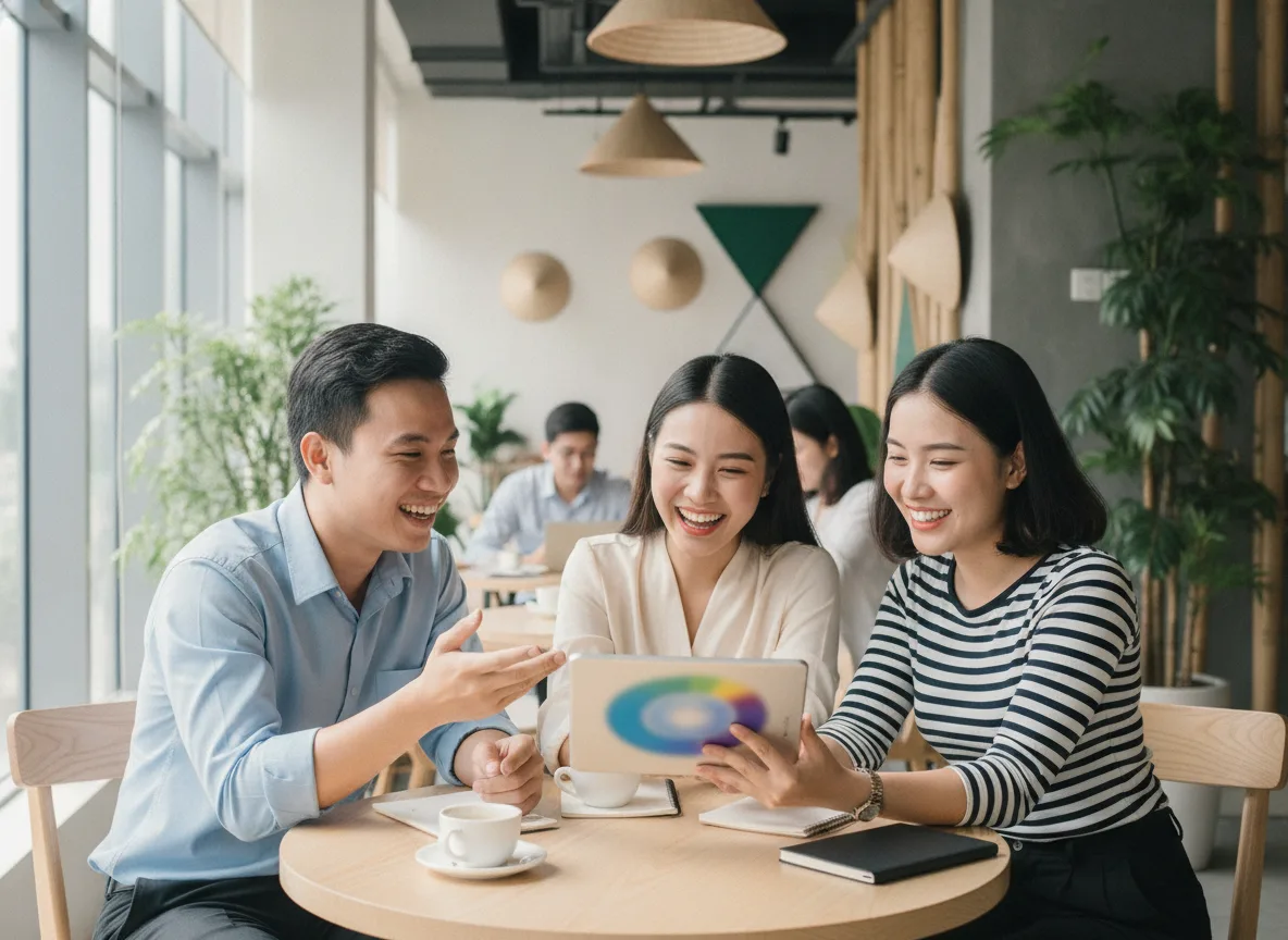 Đội ngũ nhân sự Việt Nam cùng nhau phân tích kết quả vận hành AI Script Consulting.