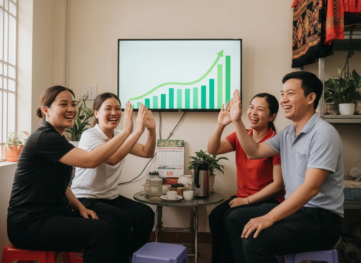 Đội ngũ nhân sự vui mừng đón nhận kết quả tăng trưởng vượt trội từ tương lai ngành Spa 2026.
