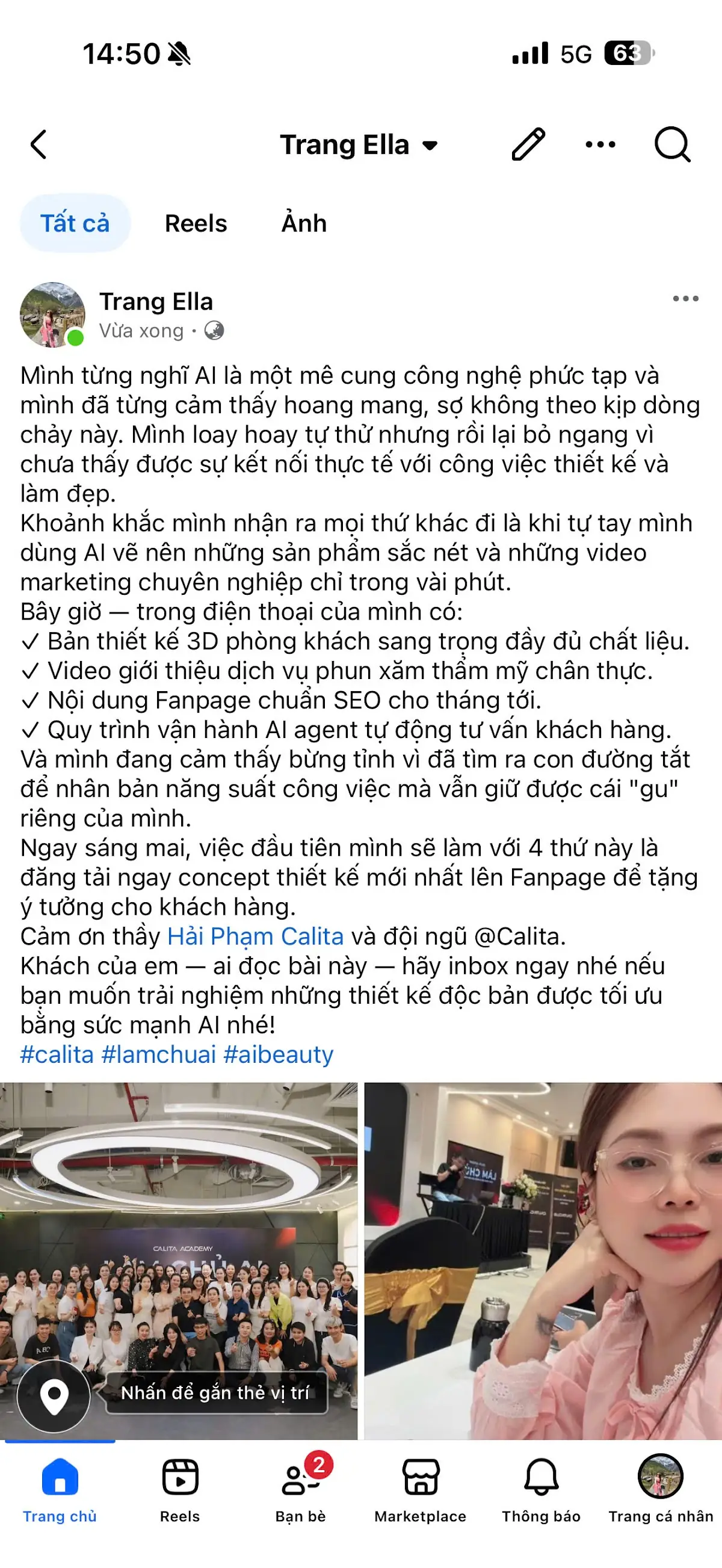 Phản hồi của chủ spa Trang Ella về ứng dụng AI trong công việc
